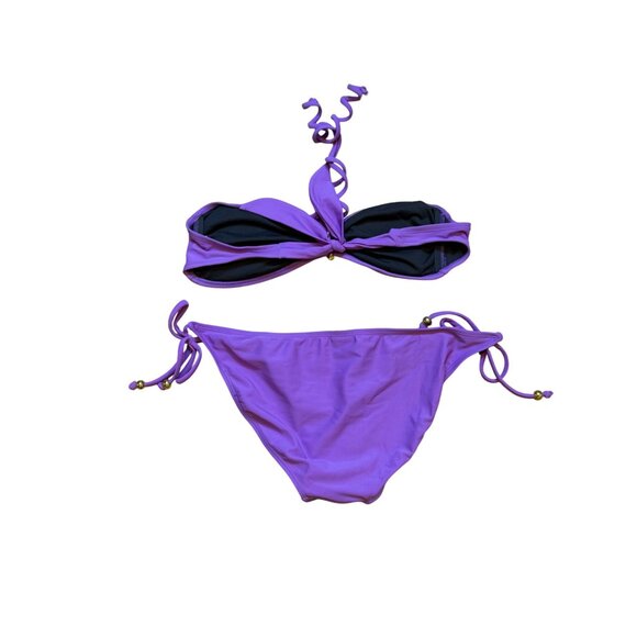 Y2K Purple Xhilaration Bikini Set With Jewel Accent & Tie Closures L/XL - Picture 2 of 5
